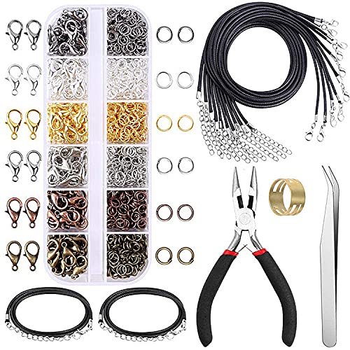 Ketten Verschlüsse, Armband Karabinerverschlüsse Set mit Schmuckzange, offener Bindering, Karabinerverschlüsse, Halsketten, Kordel für Halskettenreparatur, mit Schmuckherstellungszubehör - 6 Farben von Comforty