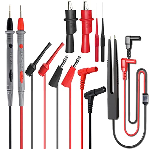 Multimeter Messleitung Prüfkabel Kits, Messleitungen für Multimeter mit Krokodilklemmen, Pinzette, Haken, Isolierte Piercing-Nadel für digitales Multimeter von Comforty