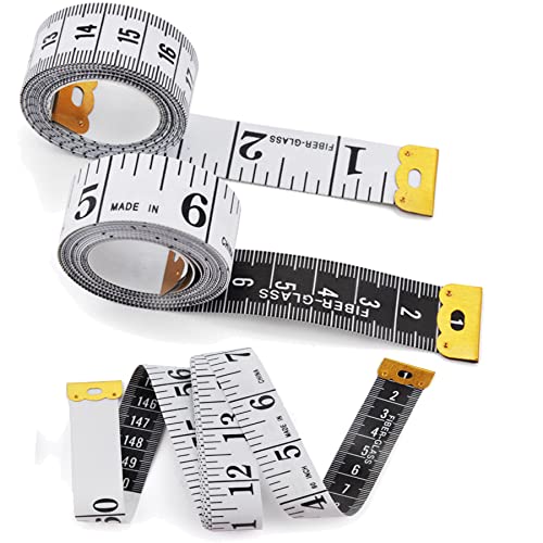 2 Bände Maßband Körper, 200cm/79 Zoll Schneidermaßband, Doppelseitige Measuring Tape Flexible Bandmaß Massband Schneider Mit Knopf Umfangmaßband Für Haushalte Handwerker Schneider von Comforty