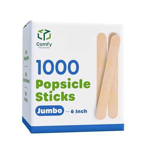 Jumbo-Holz-Mehrzweckstäbe, 15,2 cm, zum Basteln, Eis, Wachsen, Zungendepressor, Holzstäbchen, 1000 Stück von Comfy Package