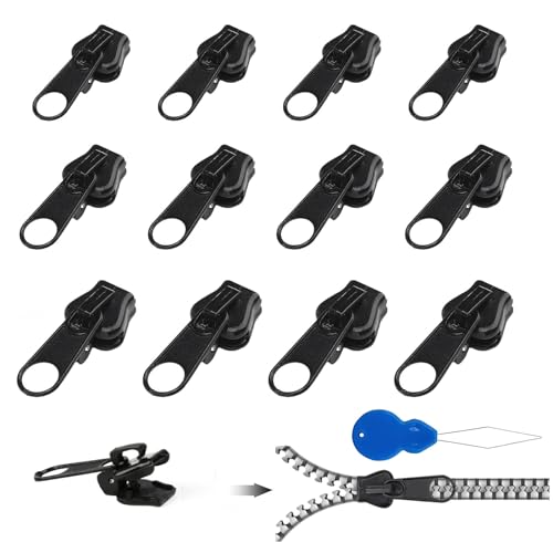 12 Stück Zipper Reparatursatz, Zipper Repair Kit Ersatz, Reißverschluss-Zange, Reißverschluss-Schieberegler, Teiliges Reißverschluss-Reparatur-Set, Abnehmbare Reißverschluss Zipper Pull Fixer von Comioke