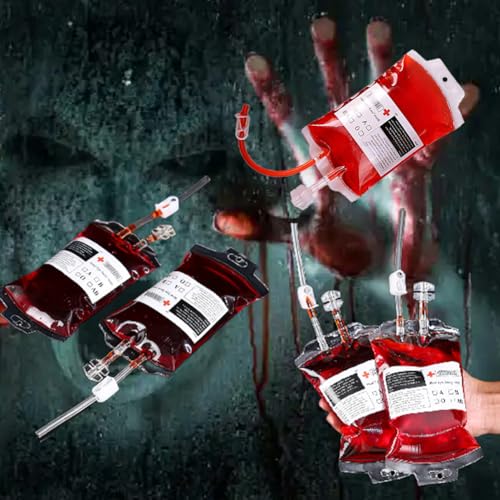 Beutel Requisit Für Halloween,Halloween Infusionsbeutel Blutbeutel,5 Stück 350 ML Halloween Trinkgefäß Blutbeutel,Wiederverwendbare Infusionsbeutel,Blutbeutel Für Getränke,Zum Befüllen Blutbeutel von Comioke