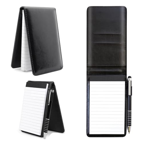 Mini Notizblock-Halter-Set,Notizblock, Mini Notizbuch A7,Notizblock A7,Notizblöcke,Notizbuch A7 Abreißbar,Notizbuch Mit Stift,Notizblock Mini,Mini Pocket Notizbuch PU Leather Notebook Mit Metall Stift von Comioke