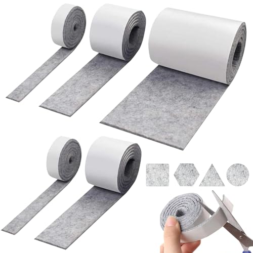 Selbstklebende Filzgleiter,Filz Selbstklebend,5 Rollen Filzband Selbstklebend,100 cmX 10 cm,100 cm X 5 cm,100 cm X 2 cm,Filzplatten Selbstklebend,Selbstklebender Filz Für Möbel,Filzmatte Selbstklebend von Comioke