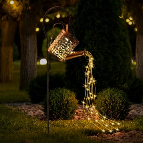 Comius Sharp Gießkannenlicht Lichter mit Schäferhaken, LED Solar Gießkanne Lichterkette Aussen, Solarlampen für Außen Garten Wasserdicht, Vintage Lichterkette für Hofweg Balkon Terrasse Garten Deko von Comius Sharp