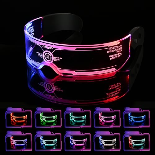 Comius Sharp Led Brille, Futuristische Visierbrille, Neon PartyBrille, Cyberpunk LED Brille für Bar, DJ, Nachtleben, Konzert, Versammlungen, Verkleidung, Cyberpunk Leuchtende Brille von Comius Sharp