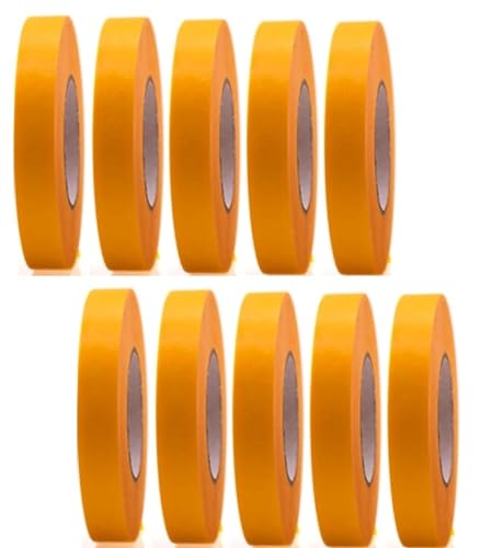 ConTrx 10x Goldband Klebeband 30mm x 50m, Maler Abdeckband, Entfernbar Kreppband Malerband Rückstandfrei für Automotive Dekoration Malerarbeiten von ConTrx