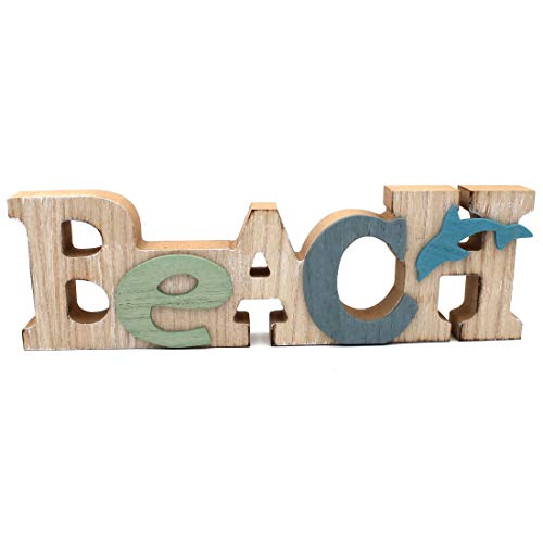 Conc Beach, schöner Schriftzug aus Holz, 32x9,5x3cm, Natur blau, Buchstaben Beach Holiday maritim von Conc