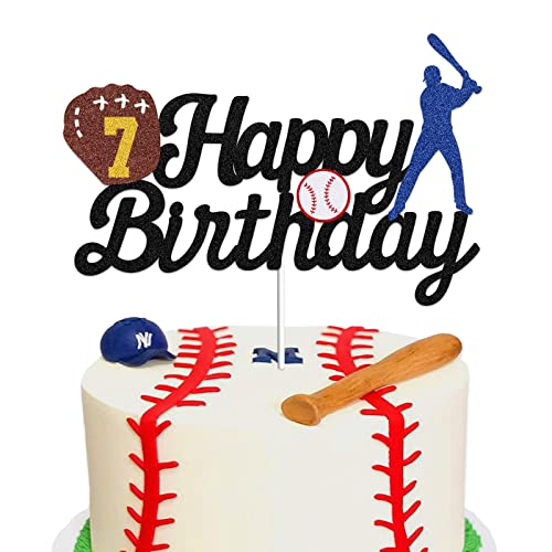 Kuchendekoration zum 7. Geburtstag – Baseball-Thema Kuchendekoration für 7 Jahre alte Geburtstagsparty-Dekorationen (7. Geburtstag) von Concico