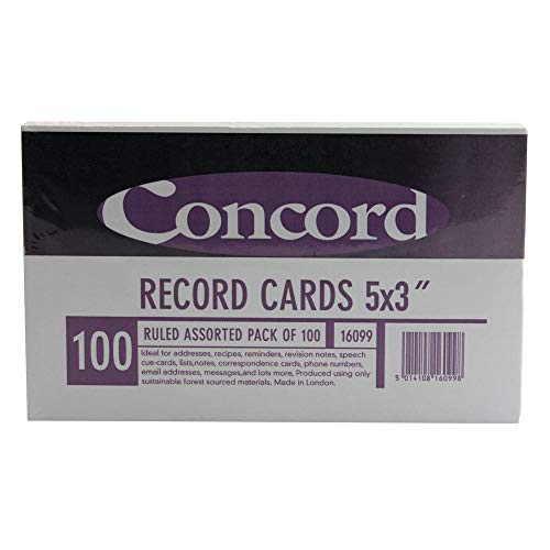 Concord Karteikarten glatt 127 x 76 mm 100 Stück farblich sortiert von Concord