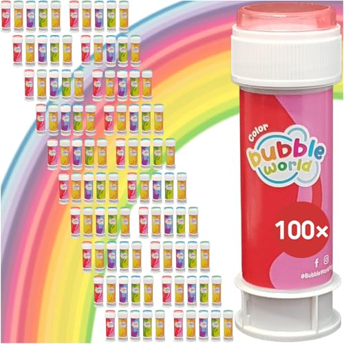 Conipa® 100 Stück Seifenblasen Kinder Mitgebsel für Kindergeburtstag, Hochzeit & Standesamt (je 60ml) - Give Aways & Gast-Geschenke Luftblasen Großpackung (Mitbringsel) - Soap Bubbles Ser von Conipa