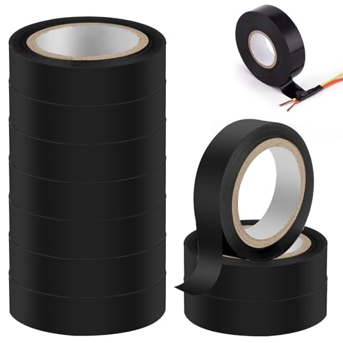 Connextion 10 Bände Electrical Tape 18mm x 20m Elektrisches Isolierband Wasserdicht Schwarzes Klebeband für Elektriker Verdrahtungsprojekte und Reparaturen von Connextion