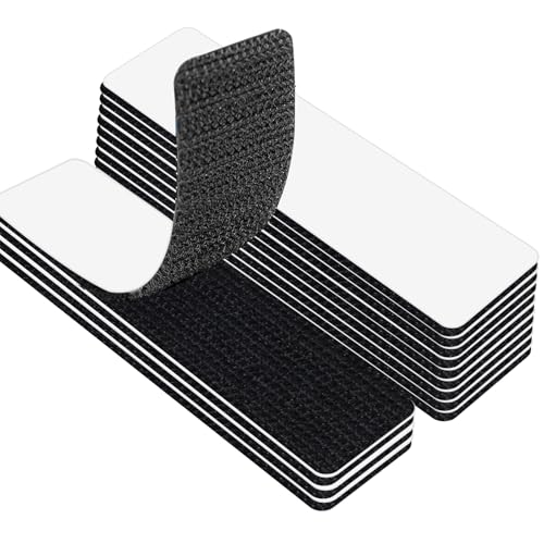 Connextion 30 Stück Klettband Selbstklebend Extra Stark, Klebepads Doppelseitig Wiederverwendbar,3 x 10cm Doppelseitiges Klettverschluss Selbstklebend Schwarz für Wände/Boden/Tür/Gläser/Metalle von Connextion