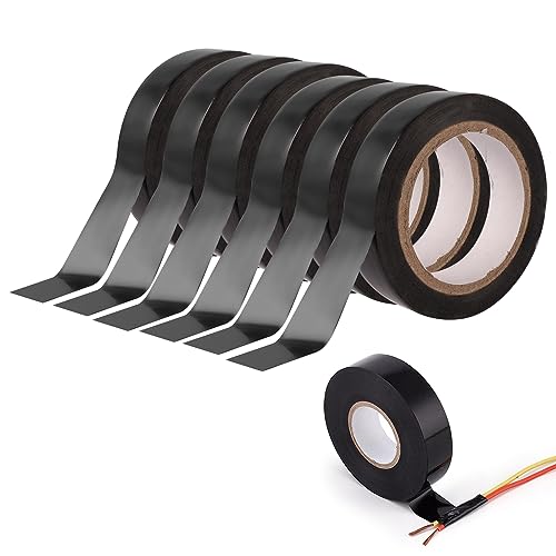 Connextion 6 Bände Electrical Tape 18mm x 20m Elektrisches Isolierband Wasserdicht Schwarzes Klebeband für Elektriker Verdrahtungsprojekte und Reparaturen von Connextion