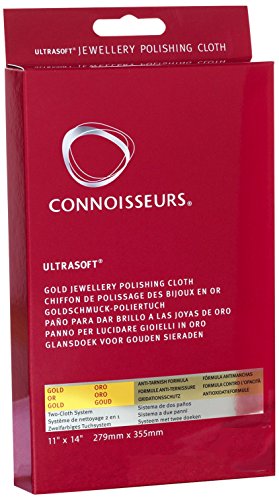 Connoisseurs Gold Putztuch – Schmuckreiniger – Extrem Weiches Poliertuch, Bringt Schmuck zum Glänzen, Entfernt Patina – 100% Baumwolle – 28 x 35cm von Connoisseurs