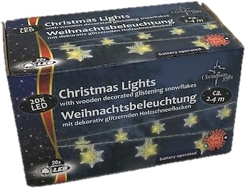 Conny Clever 20LED Schneeflocke Lichterkette Batteriebetrieben Weihnachtslichter Party Dekorative Lichterketten, Warmweiß von Conny Clever