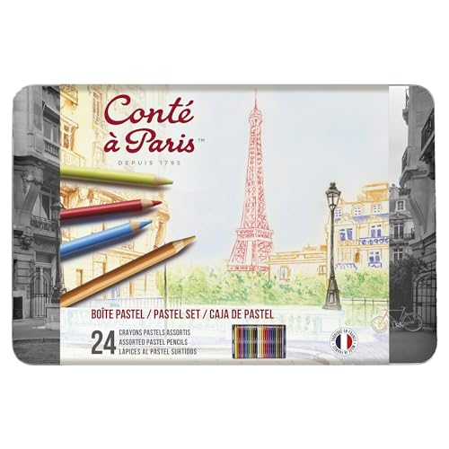 Conté a Paris 2182 Pastellstifte (hochwertigen Künstler, Zeichenstifte mit weiche, cremige Textur, leuchtende Farben) 24er Sortiment von Conté à Paris