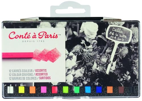 Conté à Paris Colour Carre Buntstifte, Pastellkreide, 12-Farben gemischt hängbar, Stück (1er Pack) von Conté à Paris