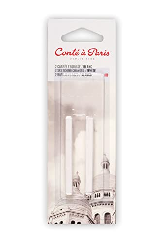 Conté à Paris 750399 Carré Skizzen Kreiden mit hoher Lichtechtheit aus hochwertigen Pigmente für Skizzen, Zeichnungen und Portraits - 2er Set Carré Weiß HB, 1 stück (1er Pack) von Conté à Paris