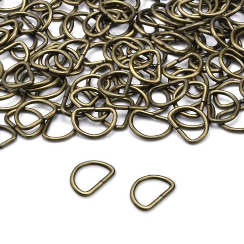 100 Stück 0,95 cm D-Ring Metallriemen Nähzubehör Schnallen Zubehör für Geldbörsen Taschen Handwerk Herstellung Halsbänder DIY Supplies (Bronze) von CooBigo