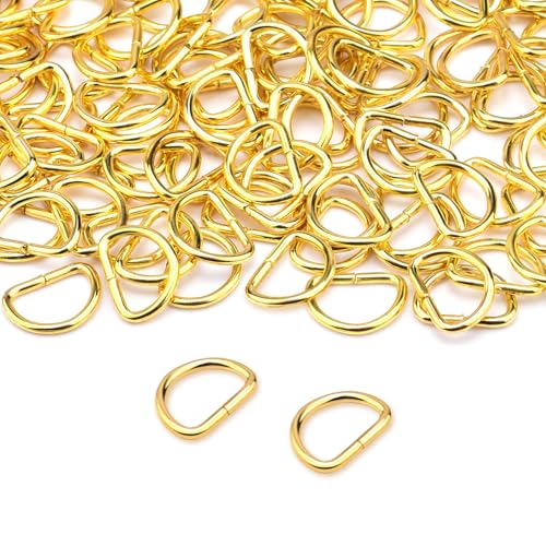 100 Stück 0,95 cm D-Ring Metallriemen Nähzubehör Schnallen Zubehör für Geldbörsen Taschen Handwerk Herstellung Halsbänder DIY Supplies (Gold) von CooBigo