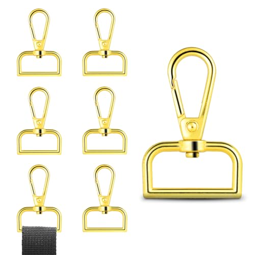 Karabinerhaken aus Metall, 2,5 cm, 6 Stück, Karabinerverschlüsse für Schlüsselanhänger, Geldbörse, Hardware, Taschen, Schlüsselband-Haken (Gold) von CooBigo