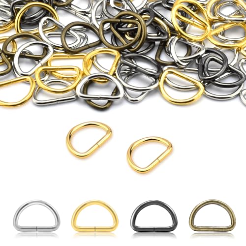 Mini-D-Ringe, 0,95 cm, kleine Metallschnalle für Katzenhalsband, Reißverschluss, Gurtband, Bastelzubehör, 100 Stück (mehrfarbig) von CooBigo