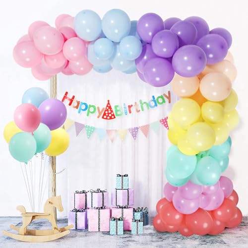 100 Stück Pastellballons Regenbogen Party Dekorationen Latex Ballonbogen für Jungen Mädchen Geburtstag Party Hochzeit Jubiläen Hochzeit Feiern Babyparty von CooTooLa