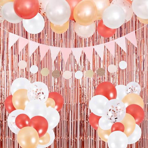 Geburtstagsdeko Mädchen Frauen, Geburtstag Party Deko für Frauen Luftballons Geburtstag Dekoration Set mit Geburtstag Hintergrund Tassel, Konfetti Ballons Geburtstagsparty Deko für Mädchen von CooTooLa