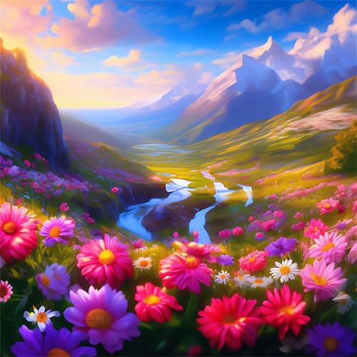 5D Diamond Painting Erwachsene Canyon-Blumen Diamant Painting Bilder DIY Full Square Diamant Art Painting Kits,Landschaft Diamant Malerei Stickerei Kreuzstich Bilder für Home Wand Dekor 50x50cm von Cooiiye