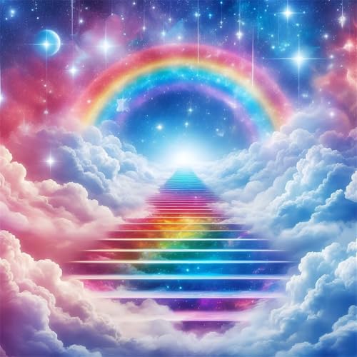 5D Diamond Painting Erwachsene Regenbogentreppe Diamant Painting Bilder DIY Full Square Diamant Art Painting Kits,Fantastische Landschaft Diamant Malerei Stickerei Kreuzstich Home Wand Dekor 30x30cm von Cooiiye