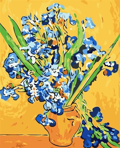 Cooiiye Blaue Iris Malen Nach Zahlen Erwachsene Acrylfarbe auf Leinwand Malen Nach Zahlen,DIY Rahmen Handgemalt Ölgemälde Set mit Pinseln Paint by Numbers Kunsthandwerk Home Decor 40x50cm von Cooiiye