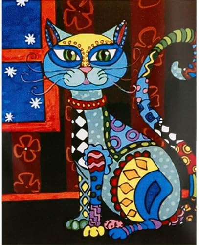 Cooiiye Bunte Cartoon-Katze Malen Nach Zahlen Erwachsene DIY Rahmenlos Handgemalt Ölgemälde Leinwand Kits mit Pinsels und Acrylfarbe Pigment Paint by Numbers für Home Wand Decor Geschenk 60x75cm von Cooiiye