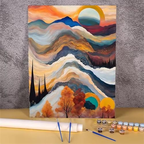 Cooiiye Malen nach Zahlen Erwachsene DIY Abstrakter Berg Handgemalt Ölgemälde Kit für Anfänger mit Pinseln und Acrylfarben Paint by Numbers für Home Décor Geschenk,Ohne Rahmen 30x40cm von Cooiiye