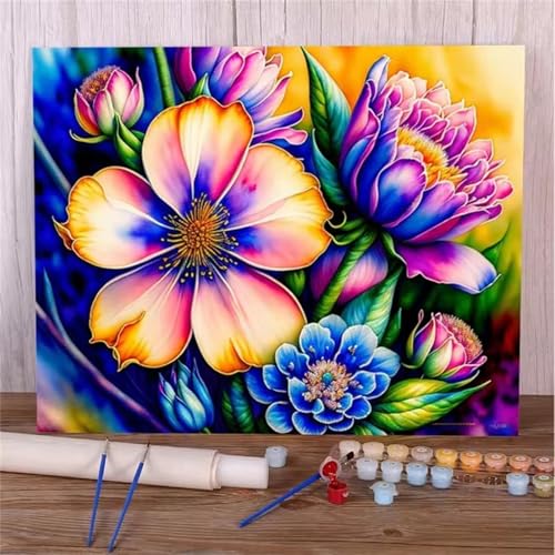 Cooiiye Malen nach Zahlen Erwachsene DIY Elegante Blumen Handgemalt Ölgemälde Kit für Anfänger mit Pinseln und Acrylfarben Paint by Numbers für Home Décor Geschenk,Ohne Rahmen 30x40cm von Cooiiye