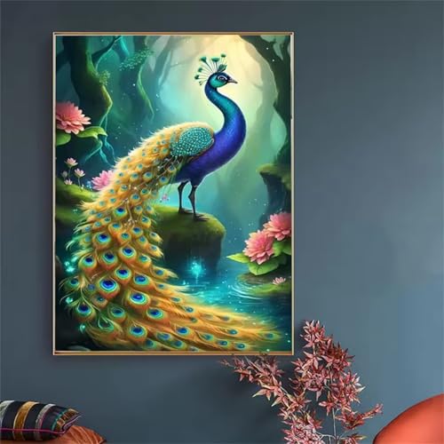 Cooiiye Malen nach Zahlen Erwachsene DIY Landschaft Pfau Handgemalt Ölgemälde Kit für Anfänger mit Pinseln und Acrylfarben Paint by Numbers für Home Décor Geschenk,Ohne Rahmen 30x40cm von Cooiiye