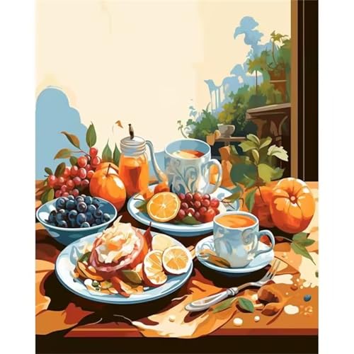 Cooiiye Malen nach Zahlen Erwachsene DIY Lebensmittel Früchte Handgemalt Ölgemälde Kit für Anfänger mit Pinseln und Acrylfarben Paint by Numbers für Home Décor Geschenk,Ohne Rahmen 45x60cm von Cooiiye