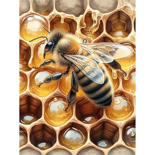 Diamond Painting Bienen,Diamond Painting Kits für Erwachsene,5D Honig Insekten Diamant Painting Bilder DIY Stickerei Kreuzstich Diamant Kunst Malerei Set für Home Wand Dekor Geschenke Vierkant,60x90cm von Cooiiye