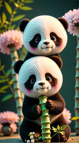 Diamond Painting Blumen Panda Tiere,Diamond Painting Kits für Erwachsene,5D Vierkant Diamant Painting Bilder DIY Stickerei Kreuzstich Diamant Kunst Malerei Set für Home Wand Dekor Geschenke,20x50cm von Cooiiye