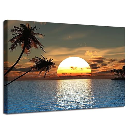 Diamond Painting Sonnenuntergang,DIY 5D Diamond Painting Set Erwachsene Vollbohrer Strass Kristall Kreuzstich Stickerei Diamant Painting Bilder für Wohnzimmer Schlafzimmer Wanddeko Round Drill,60x80cm von Cooiiye