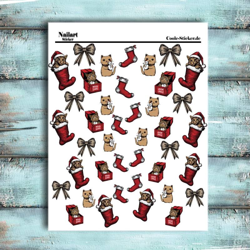 Festliche Nailart Weihnachtsnägel, Nagel Aufkleber Weihnachten Abziehbilder Wasserrutsche Nail Sticker von CooleSticker