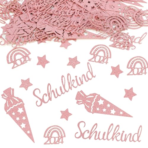 100 Stück Schulkind Konfetti Glitzer Rosegold, Schulkind 2024 Einschulung Deko,Streudeko Einschulung für Schuleinführung, Schulanfang, Einschulung Junge und Mädchen von Coolon