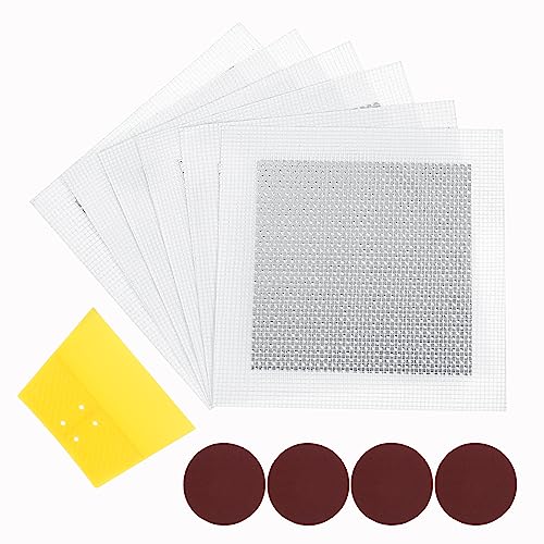 Coolty 6 Stück 6 Zoll Aluminium Wand Reparatur Patch Selbstklebend Mesh Wand Patches mit 4 Sandpapier und 2 Schaber für Trockenbau Gipskarton von Löchern und Rissen von Coolty