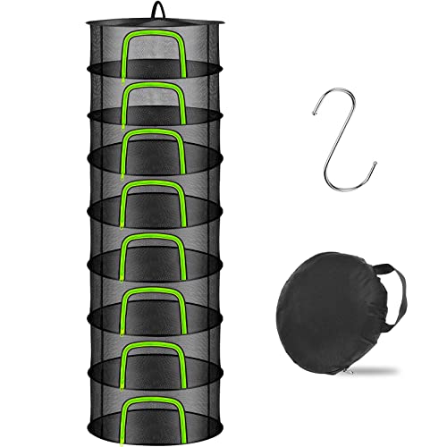 Coopache Trockennetz Kräuter Schwarz, 8-lagiges Kräutertrockner Hängend, Zipper Plant Drying Rack, Mesh Trockennetz für Kräuter, Pflanze, Fleisch, Blumen, Zwiebeln, Fisch, Gemüse von Coopache