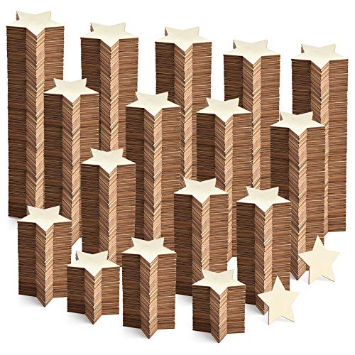 Coopay 600 Stück unlackierte Holzsterne blanko Naturholzscheiben Holzausschnitte Fliesen für DIY Handwerk, Malerei, Hochzeit und Heimdekoration, 2,5 cm (Stern) von Coopay