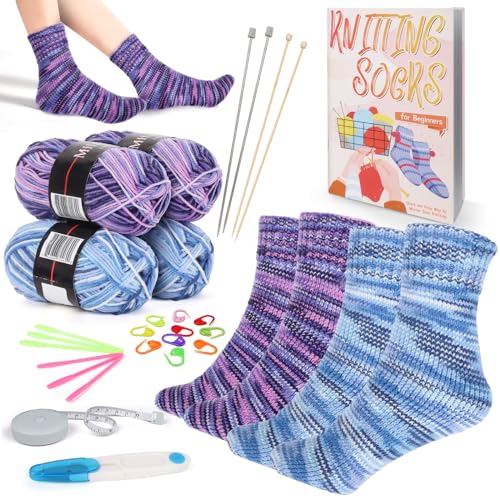 Coopay Strickset für Anfänger, Stricksocken-Set mit Anleitung (evtl. nicht in deutscher Sprache), komplettes Strick-Anfänger-Set mit Garnen, Strick-Starter-Set, einfaches Stricken von Socken als von Coopay