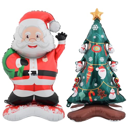 2PCS Weihnachtsballon Aluminium-Folienballons Weihnachten Santa Blow Nussknacker-Folienballon Weihnachtsbaum-Folienballons Weihnachten Hängende Luftballons für Valentinstag (Weihnachtsmann) von Copbopwn