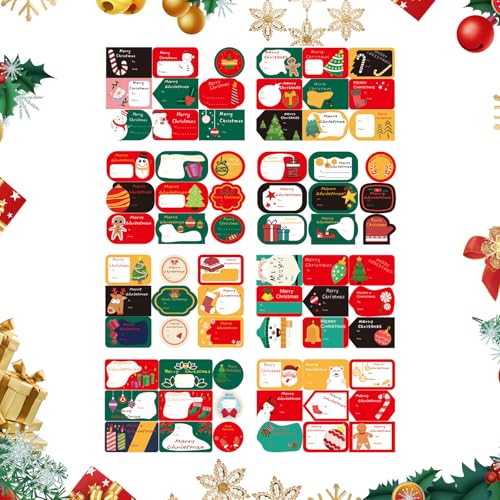 360Pcs Weihnachten Etiketten Aufkleber Weihnachten Klebeetiketten Weihnachten Geschenkanhänger Aufkleber Selbstklebend für Geschenke Party Tüten Karten Umschlag von Copbopwn