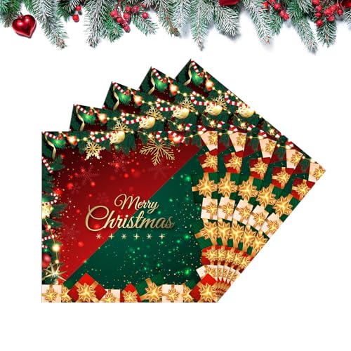 40 Stück Weihnachtsservietten 16,5cm Weihnachts-Papierservietten Frohe Weihnachten Rot GrünWeihnachten Servietten Servietten Wegwerf Weihnachten für Weihnachten Party Supplies Tischdekorationen von Copbopwn