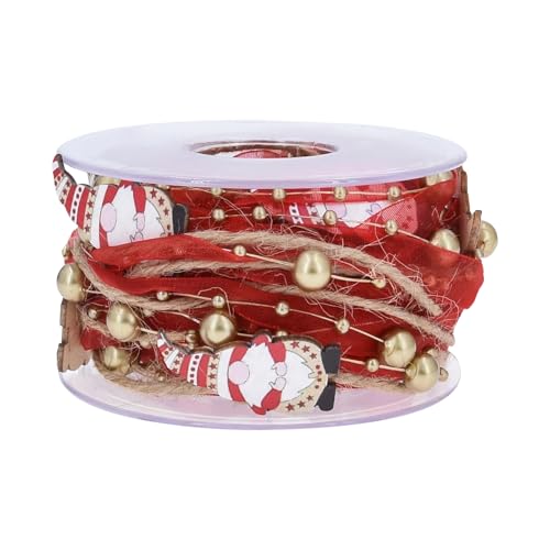 Weihnachtsperlenband mit Schnur, Rotes Organzaband Drahtgebundenes Band Künstliches Perlenband Chiffon-Band Weihnachtswichtel Bänder Bundle für Party DIY Craft Verlobung Hochzeit Dekoration von Copbopwn